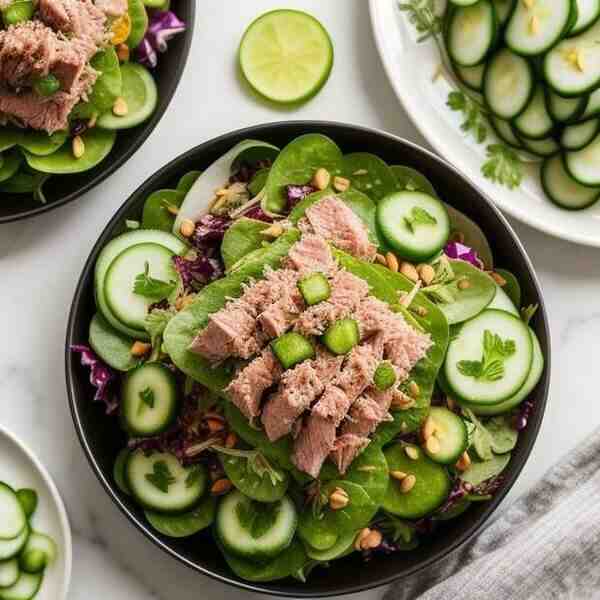 Салат с тунцом и маринованными огурцами